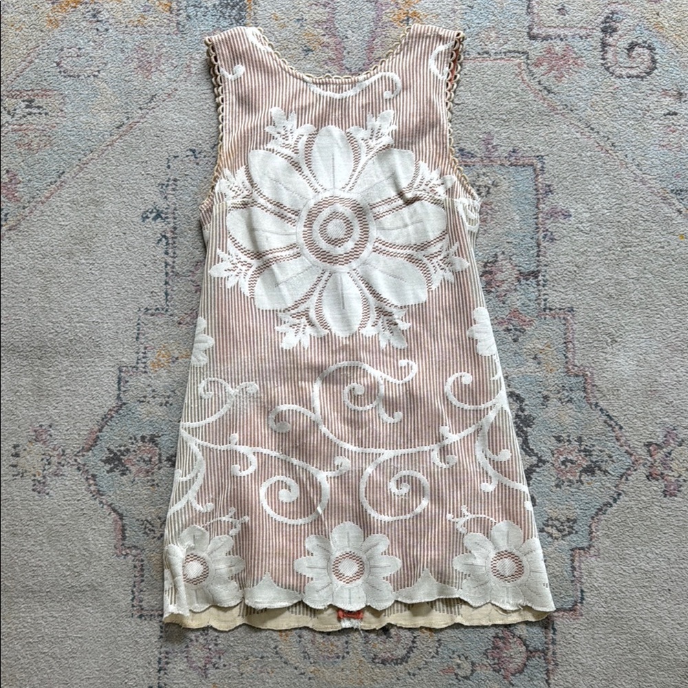 Free People Cream and Brown Floral Mini Dress